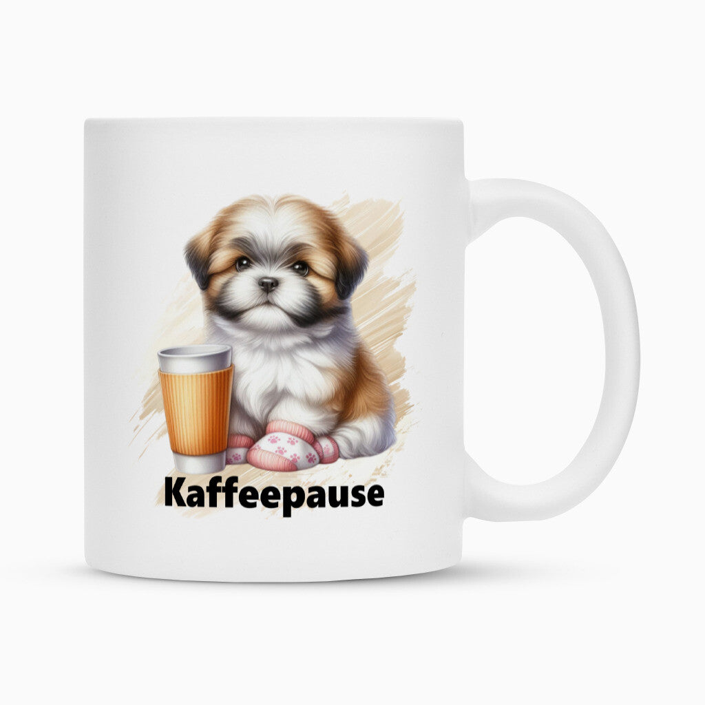Tasse "Lhasa Apso - Kaffeepause" Weiß – hunde-shirt.de