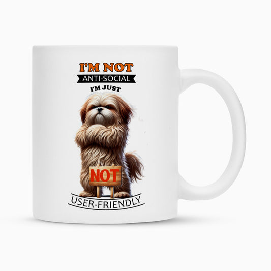 Tasse "Lhasa Apso - Anti-Social" Weiß – hunde-shirt.de