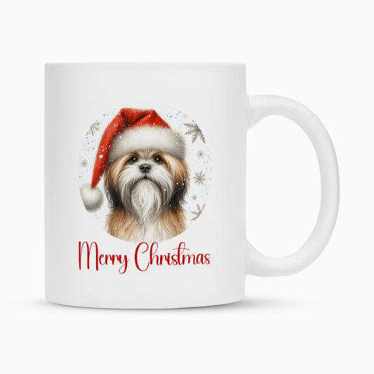 Tasse "Lhasa Apso - Merry Christmas" Weiß – hunde-shirt.de