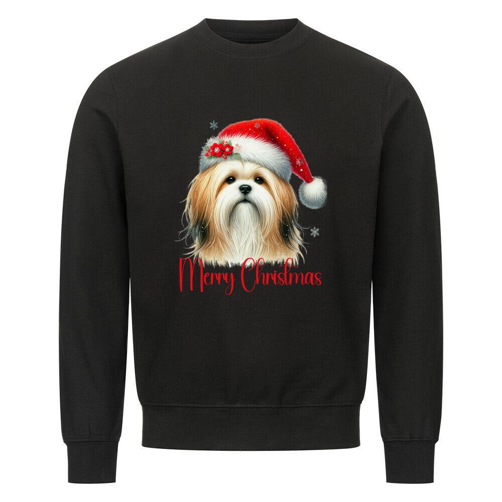Premium Sweatshirt "Lhasa Apso - Merry Christmas" Schwarz – hunde-shirt.de