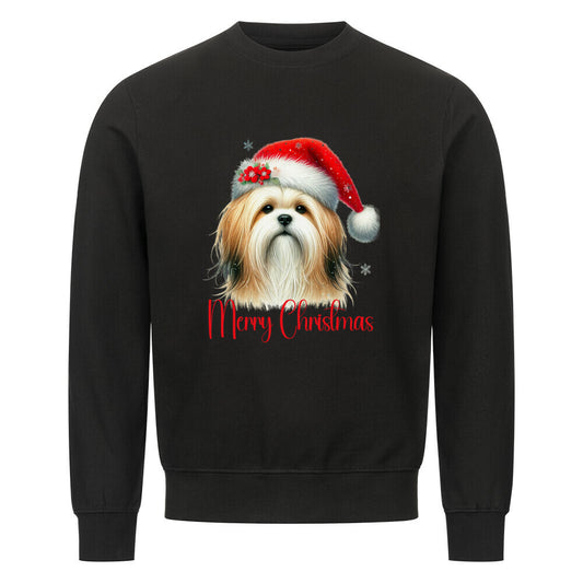 Premium Sweatshirt "Lhasa Apso - Merry Christmas" Schwarz – hunde-shirt.de
