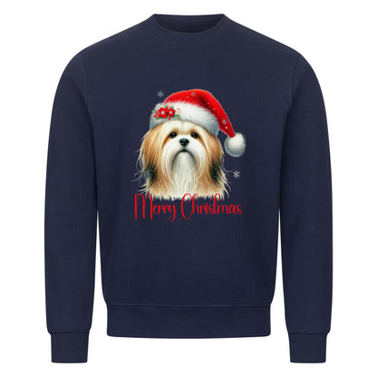 Premium Sweatshirt "Lhasa Apso - Merry Christmas" Navy Blue – hunde-shirt.de