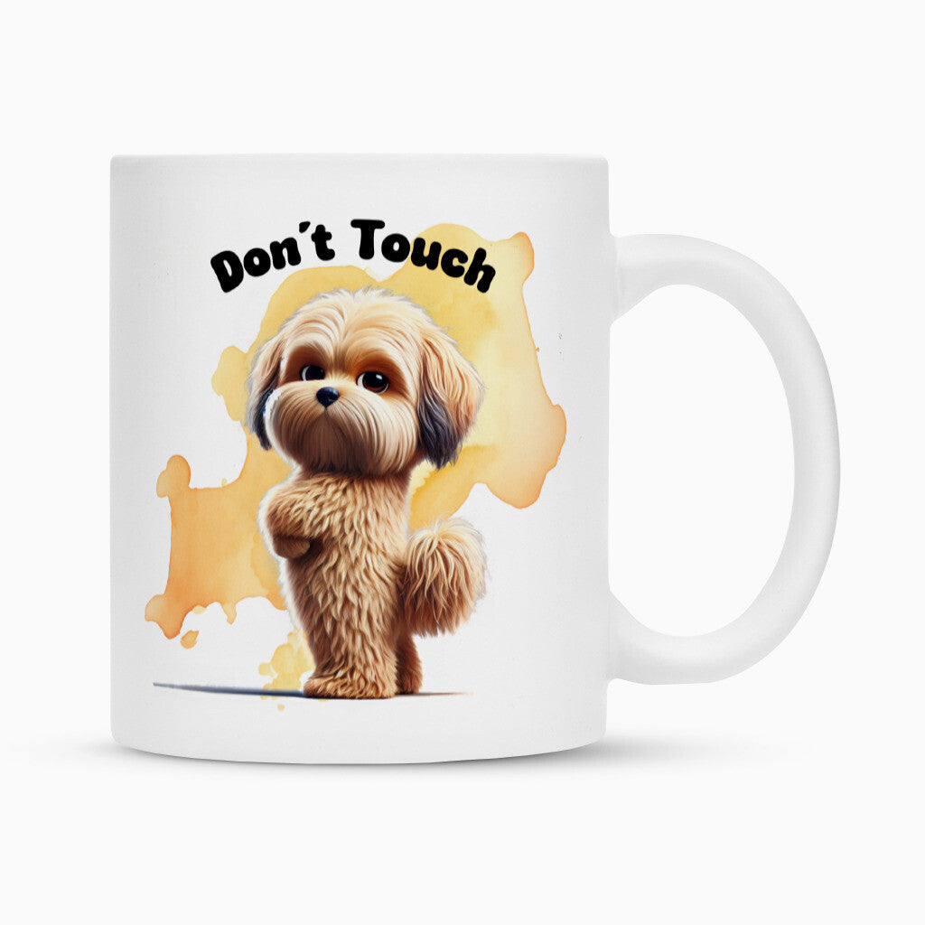 Tasse "Löwchen - Don´t touch" Weiß – hunde-shirt.de