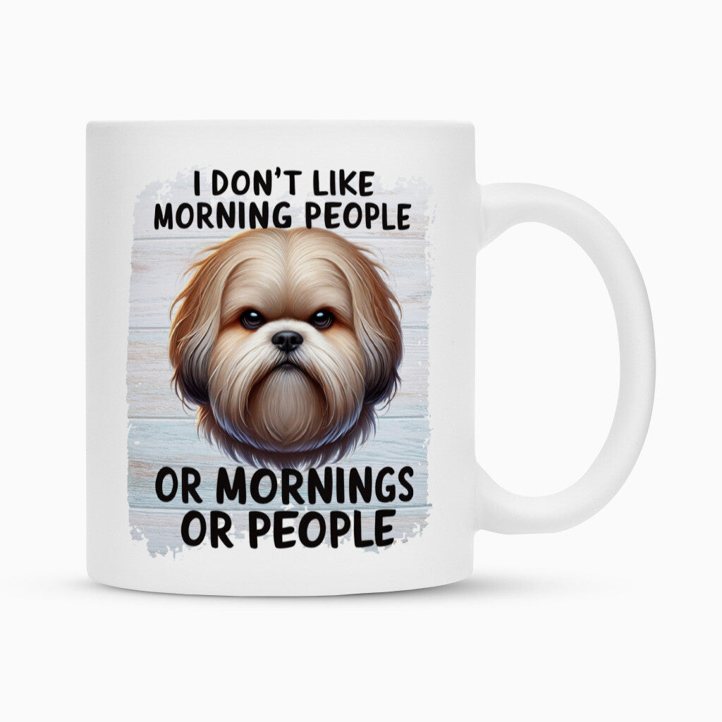 Tasse "Löwchen - Morning People" Weiß – hunde-shirt.de