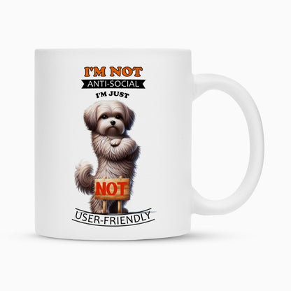 Tasse "Löwchen - Anti-Social" Weiß – hunde-shirt.de