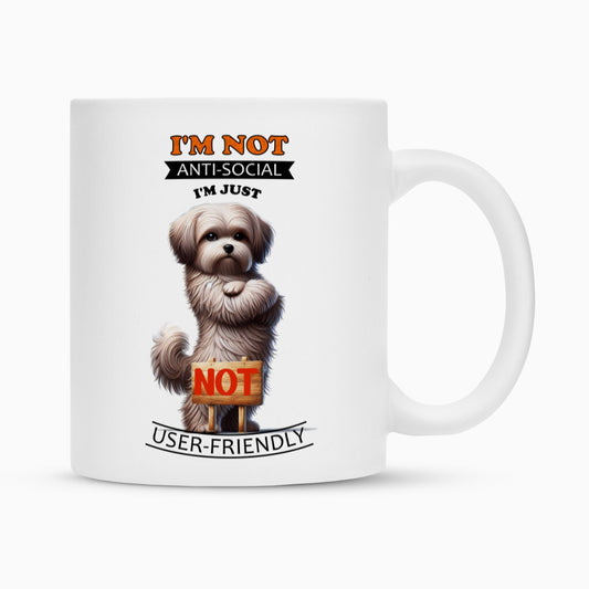 Tasse "Löwchen - Anti-Social" Weiß – hunde-shirt.de