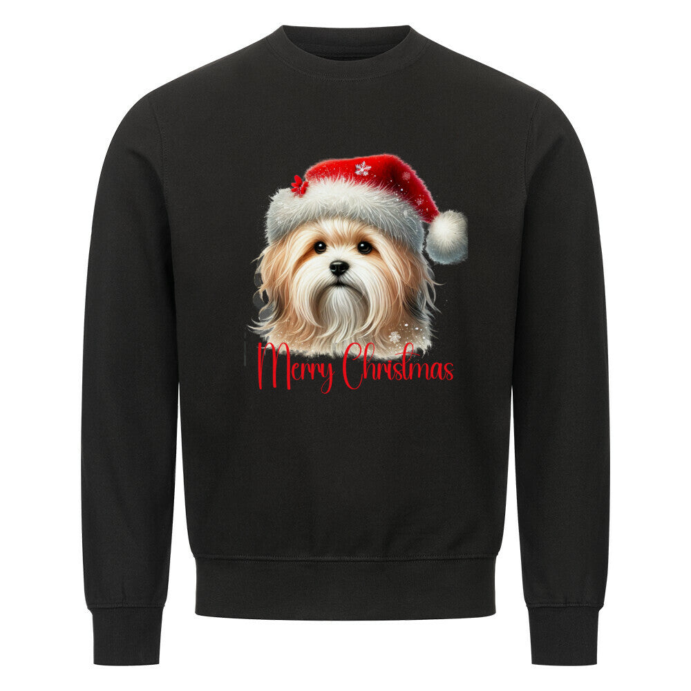 Premium Sweatshirt "Löwchen - Merry Christmas" Schwarz – hunde-shirt.de