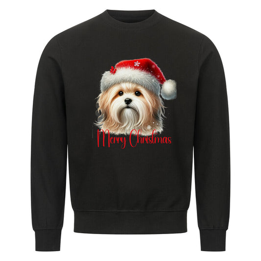 Premium Sweatshirt "Löwchen - Merry Christmas" Schwarz – hunde-shirt.de