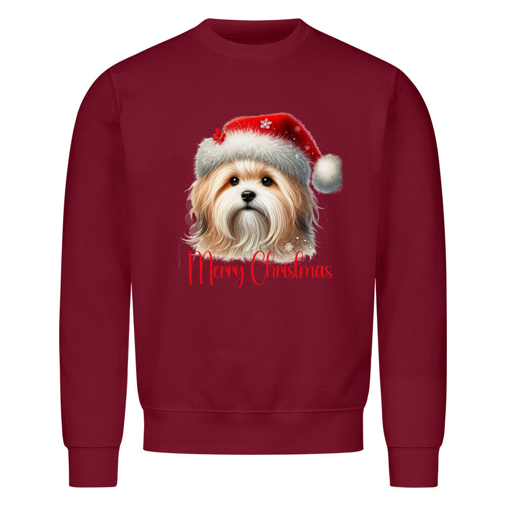 Premium Sweatshirt "Löwchen - Merry Christmas" Burgunder – hunde-shirt.de