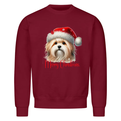 Premium Sweatshirt "Löwchen - Merry Christmas" Burgunder – hunde-shirt.de