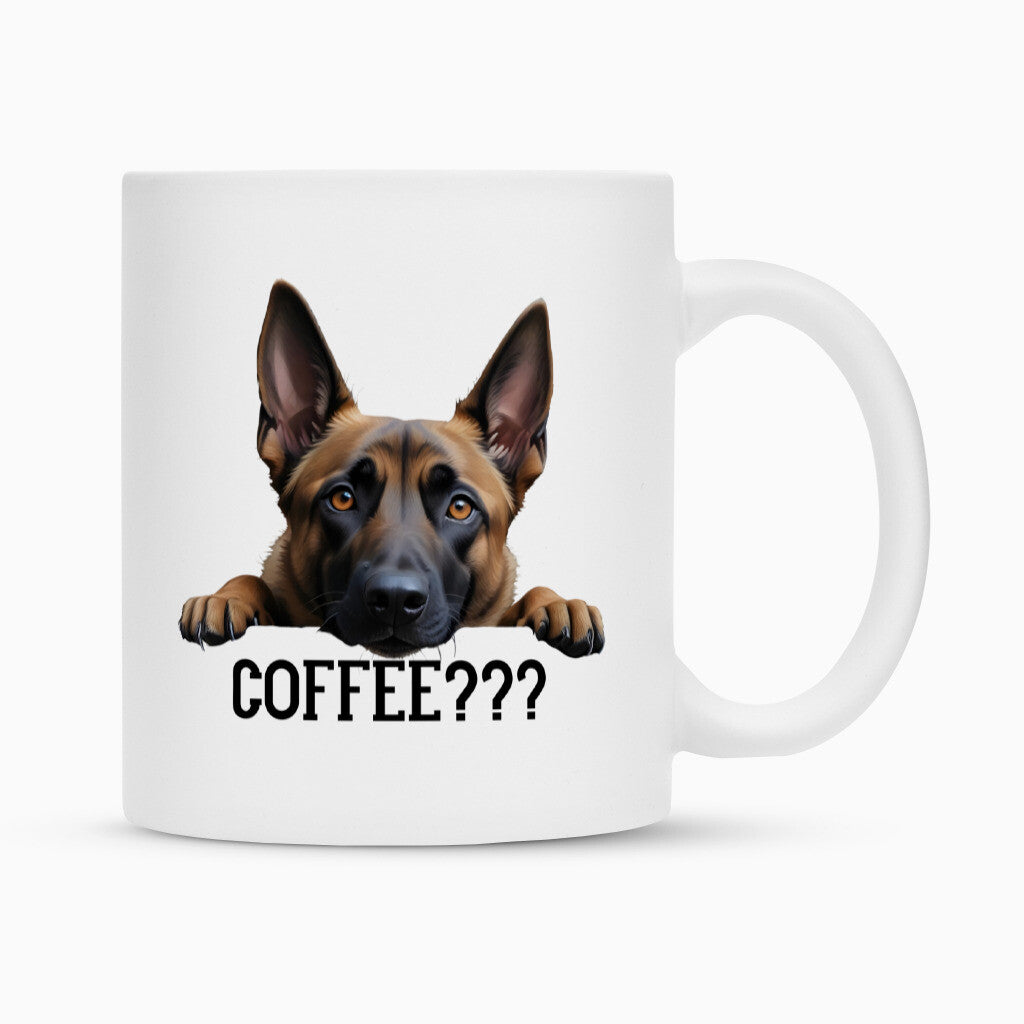 Tasse "Malinois - Coffee???" Weiß – hunde-shirt.de