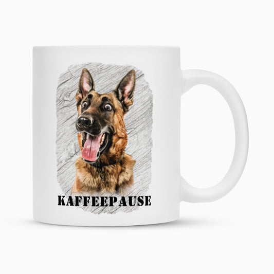 Tasse "Malinois - Kaffeepause" Weiß – hunde-shirt.de