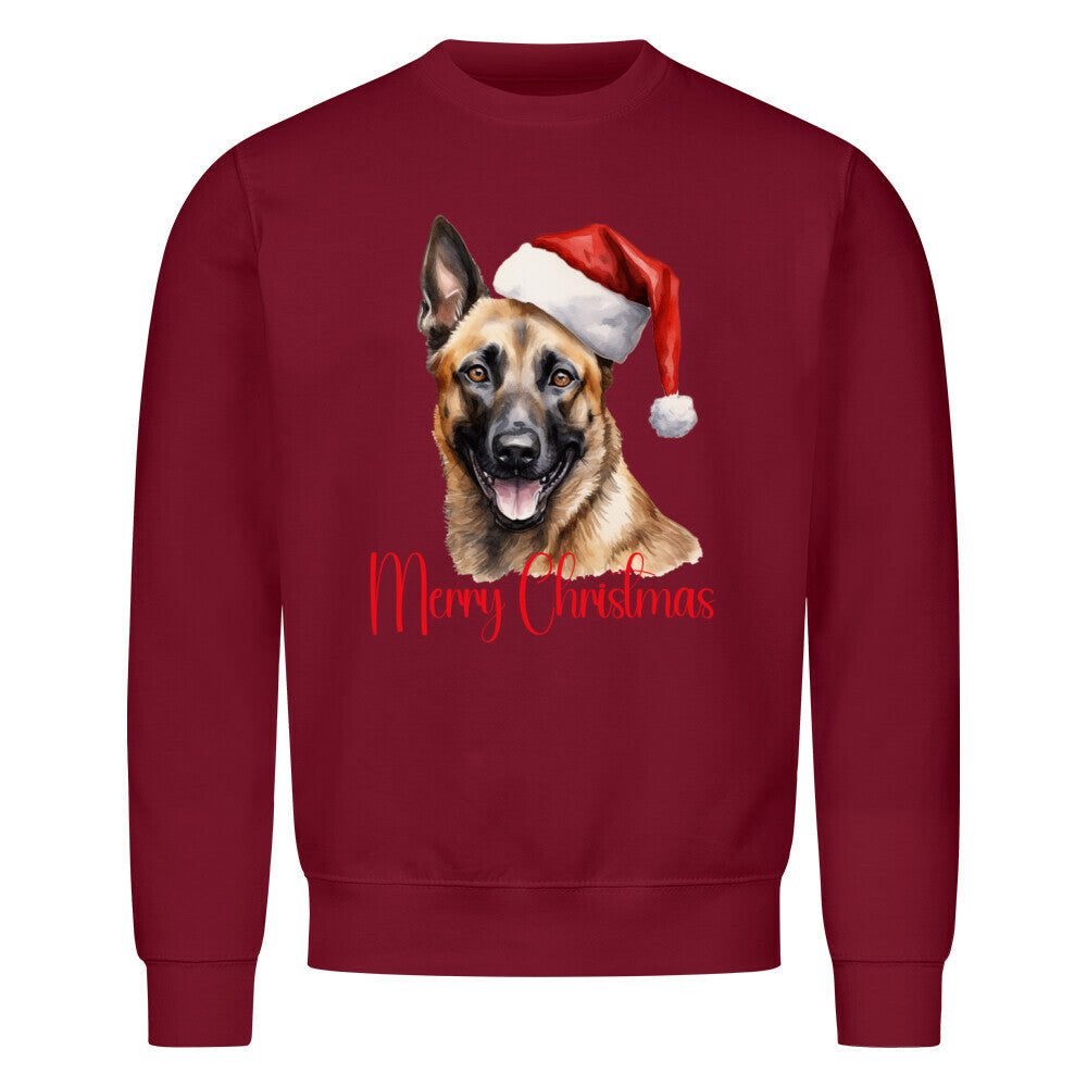 Premium Sweatshirt "Malinois - Merry Christmas" Burgunder – hunde-shirt.de