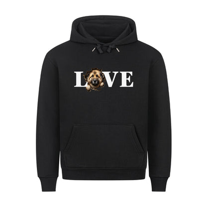 Premium Hoodie "Owtscharka - LOVE" Schwarz – hunde-shirt.de