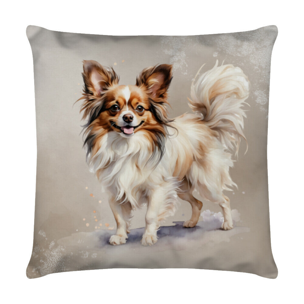 Kissen "Papillon - Frech" Weiß – hunde-shirt.de