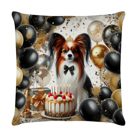 Kissen "Papillon - Geburtstag II" Weiß – hunde-shirt.de