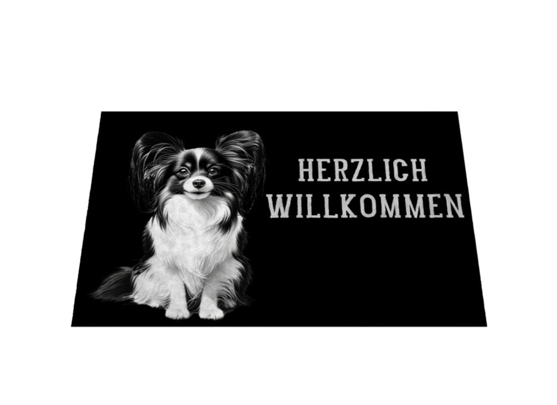 Fußmatte "Papillon - Herzlich Willkommen" – hunde-shirt.de