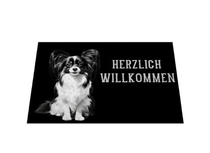 Fußmatte "Papillon - Herzlich Willkommen" – hunde-shirt.de