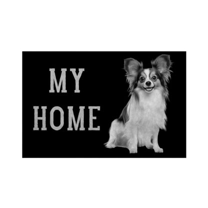 Fußmatte "Papillon - MY HOME" Weiß – hunde-shirt.de