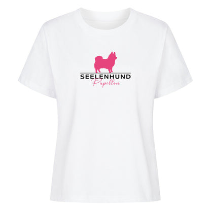 Premium Damen-Shirt "Papillon - Seelenhund" Weiß – hunde-shirt.de