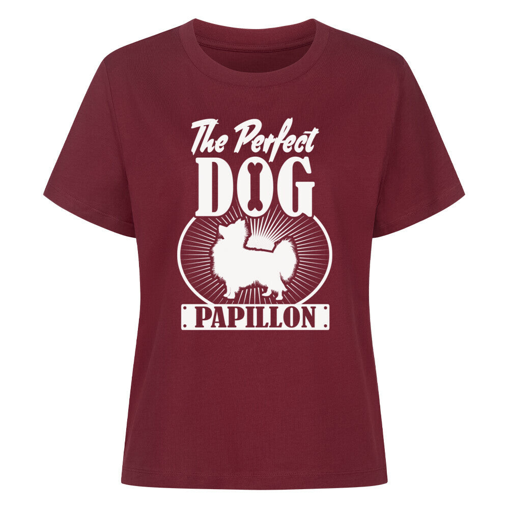 Premium Damen-Shirt "Papillon - Perfect" Burgunder – hunde-shirt.de