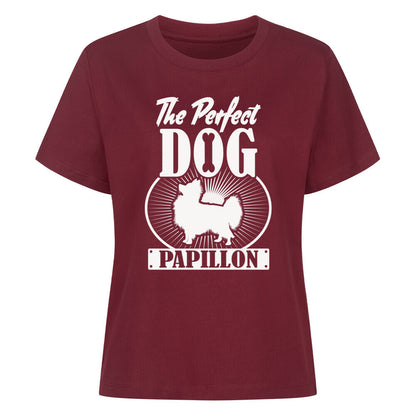 Premium Damen-Shirt "Papillon - Perfect" Burgunder – hunde-shirt.de