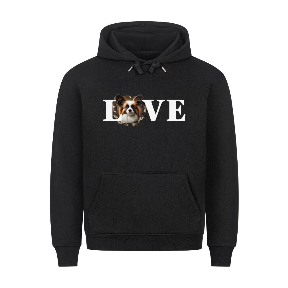 Premium Hoodie "Papillon - LOVE" Schwarz – hunde-shirt.de