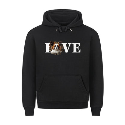 Premium Hoodie "Papillon - LOVE" Schwarz – hunde-shirt.de