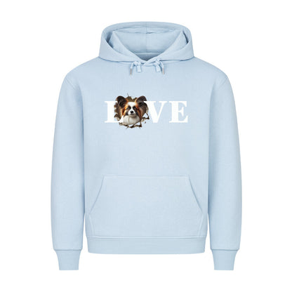 Premium Hoodie "Papillon - LOVE" Babyblau – hunde-shirt.de