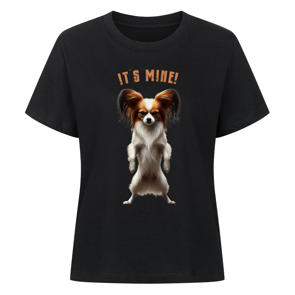Premium Damen-Shirt "Papillon - It´s mine!" Schwarz – hunde-shirt.de