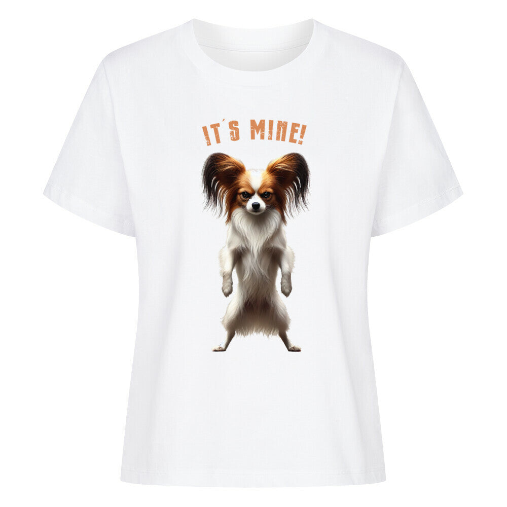 Premium Damen-Shirt "Papillon - It´s mine!" Weiß – hunde-shirt.de