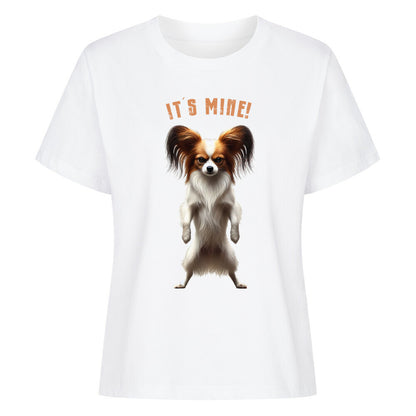 Premium Damen-Shirt "Papillon - It´s mine!" Weiß – hunde-shirt.de
