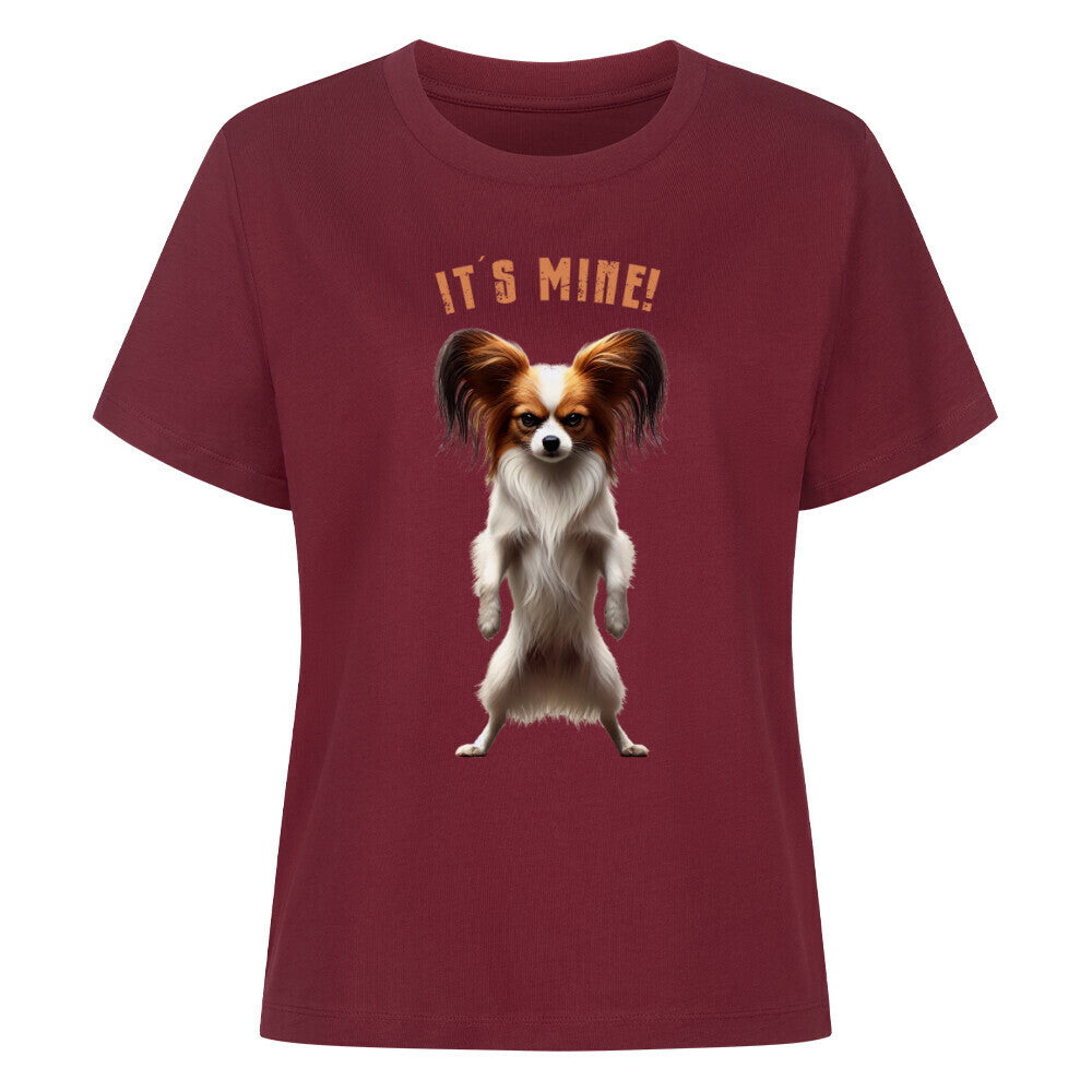 Premium Damen-Shirt "Papillon - It´s mine!" Burgunder – hunde-shirt.de