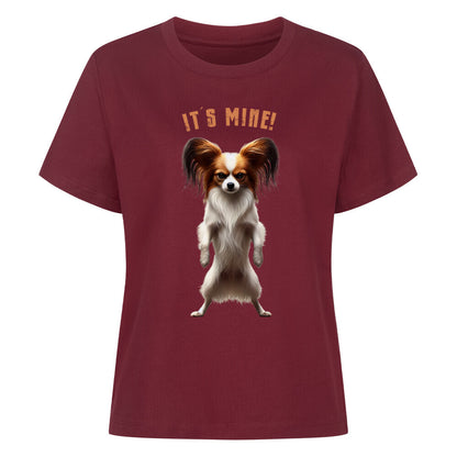 Premium Damen-Shirt "Papillon - It´s mine!" Burgunder – hunde-shirt.de