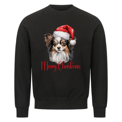 Premium Sweatshirt "Papillon - Merry Christmas" Schwarz – hunde-shirt.de