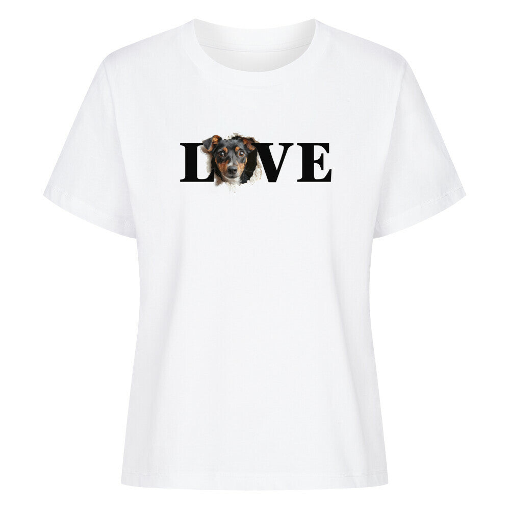 Premium Damen-Shirt "Parson Russell - LOVE" Weiß – hunde-shirt.de