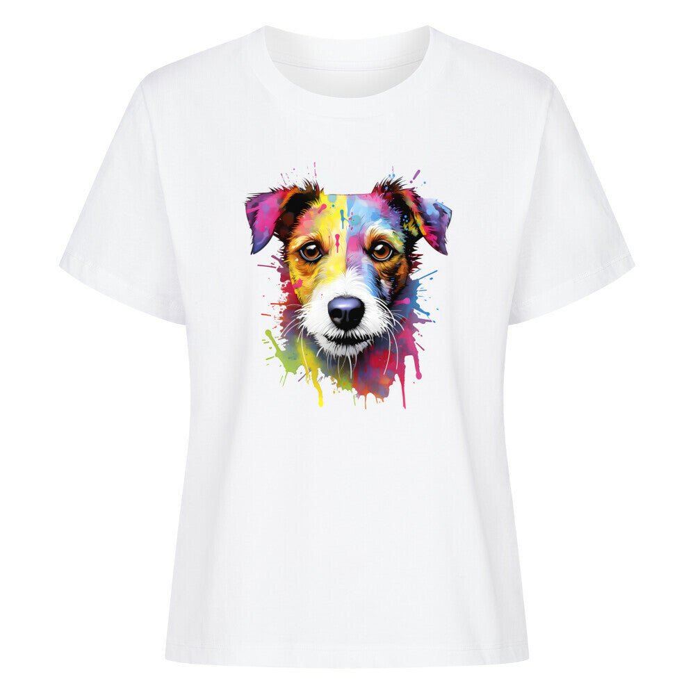 Premium Damen-Shirt "Parson Russell - Paint" Weiß – hunde-shirt.de