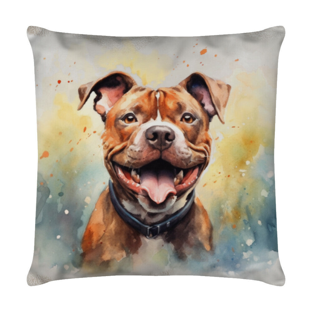 Kissen "Pit Bull - Smile..." Weiß – hunde-shirt.de