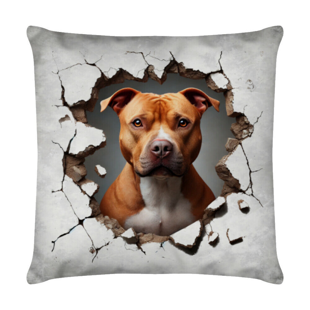 Kissen "Pit Bull - Look" Weiß – hunde-shirt.de
