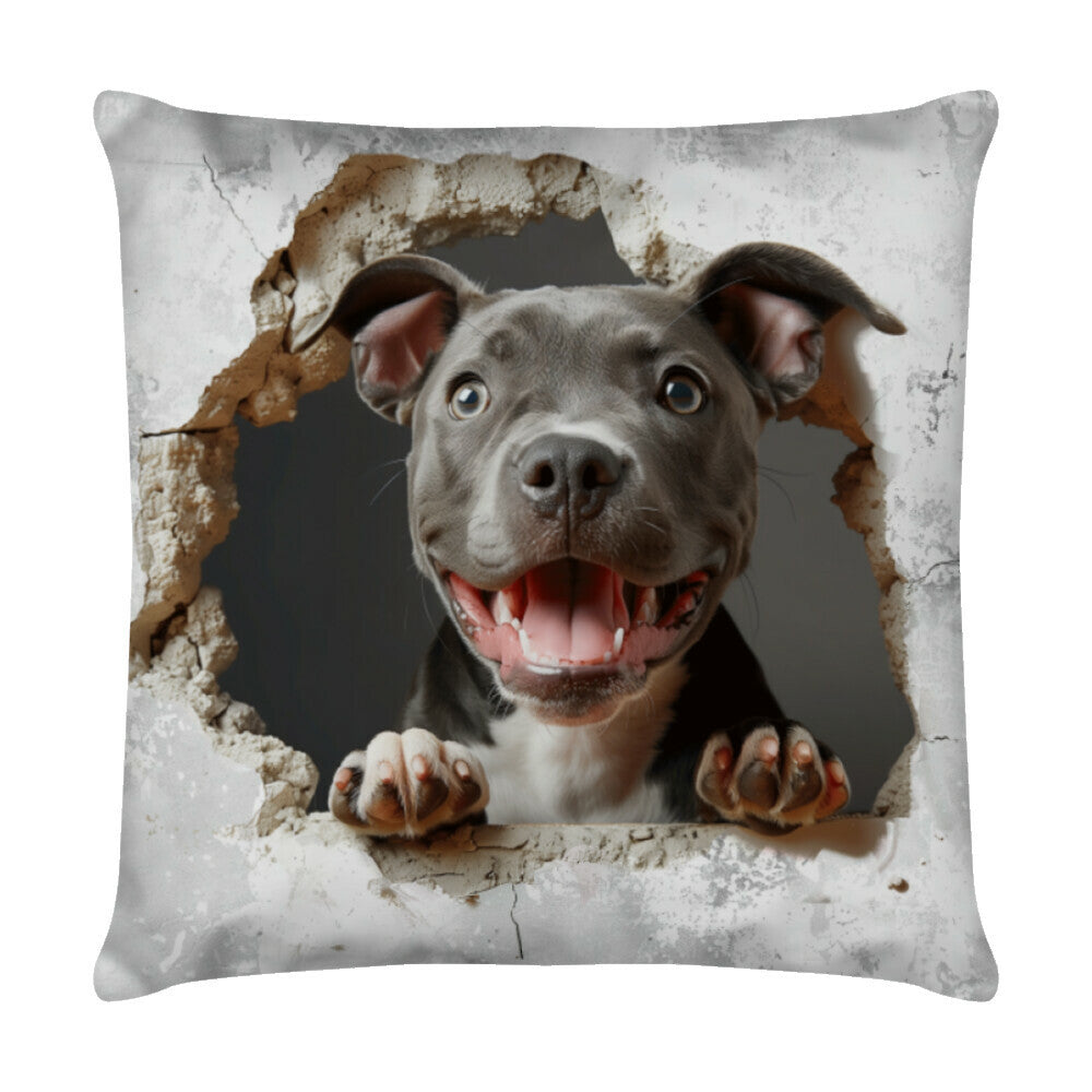 Kissen "Pit Bull - Puppy Look" Weiß – hunde-shirt.de