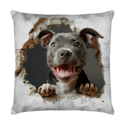 Kissen "Pit Bull - Puppy Look" Weiß – hunde-shirt.de