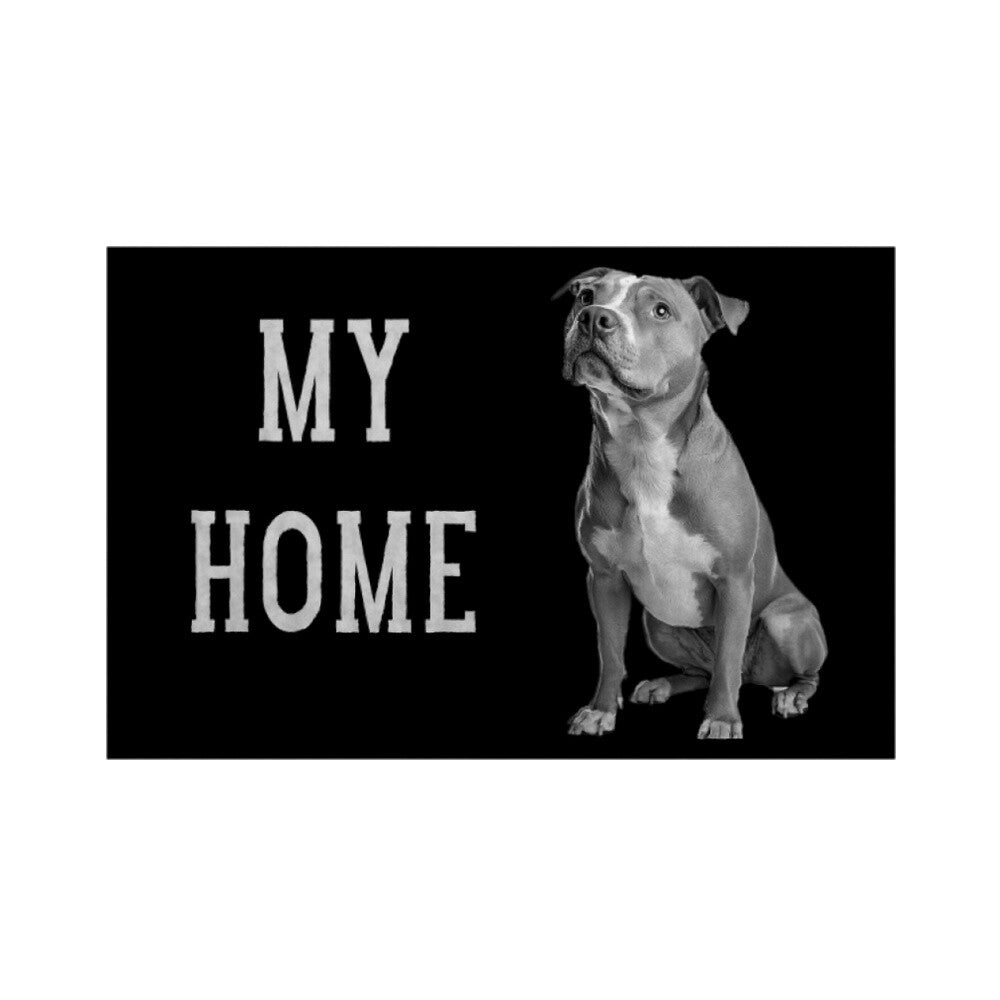 Fußmatte "Pit Bull - MY HOME" Weiß – hunde-shirt.de