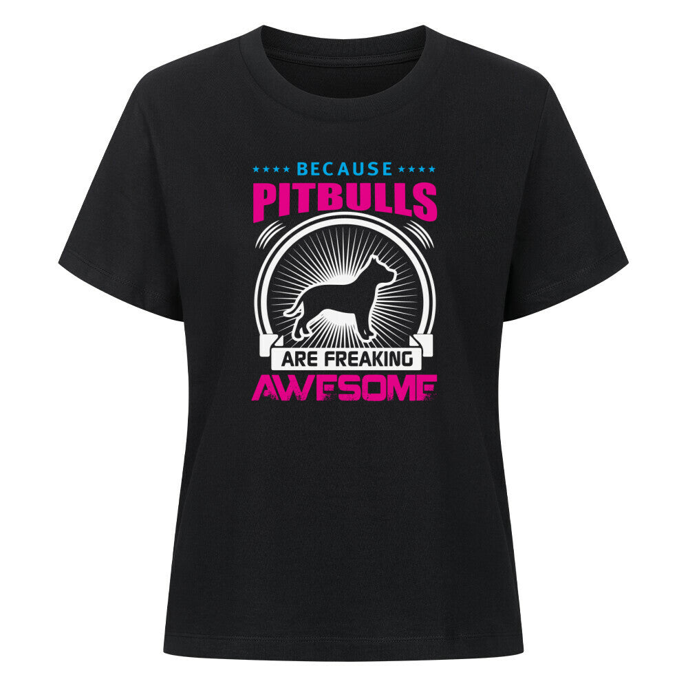 Premium Damen-Shirt "Pit Bull - AWESOME" Schwarz – hunde-shirt.de