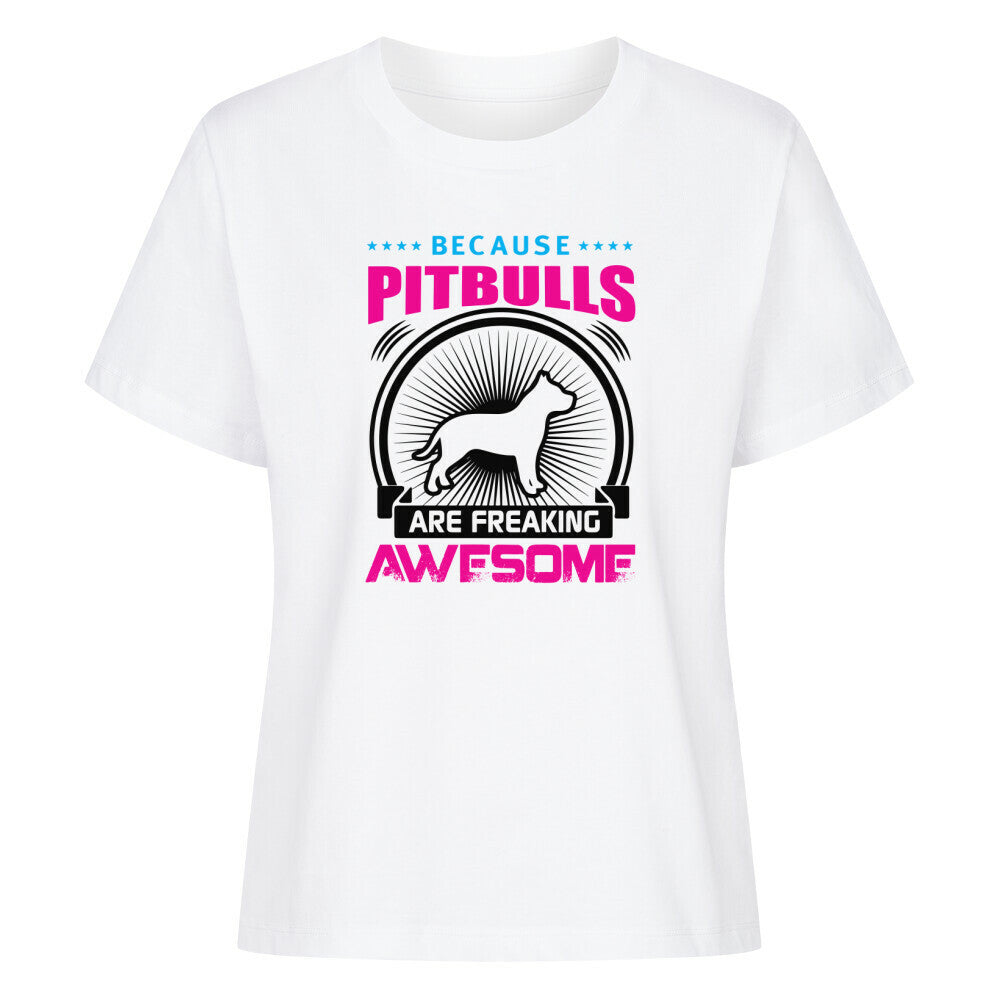 Premium Damen-Shirt "Pit Bull - AWESOME" Weiß – hunde-shirt.de
