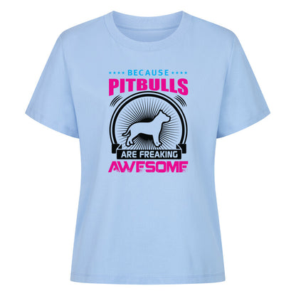 Premium Damen-Shirt "Pit Bull - AWESOME" Sky Blue – hunde-shirt.de