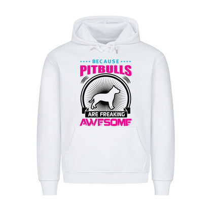 Premium Hoodie "Pit Bull - AWESOME" Weiß – hunde-shirt.de