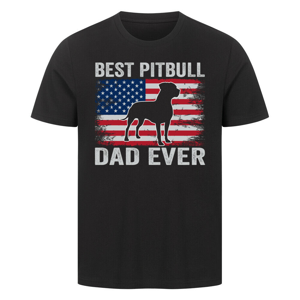 Premium T-Shirt "Pit Bull - Best Dad" Schwarz – hunde-shirt.de