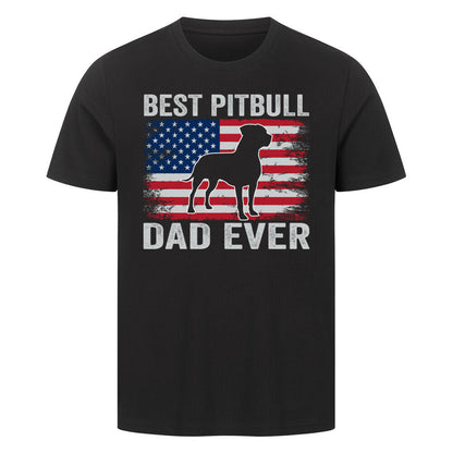 Premium T-Shirt "Pit Bull - Best Dad" Schwarz – hunde-shirt.de