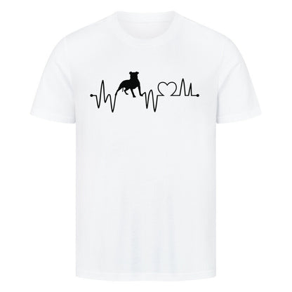 Premium T-Shirt "Pit Bull - Heartbeat" Weiß – hunde-shirt.de