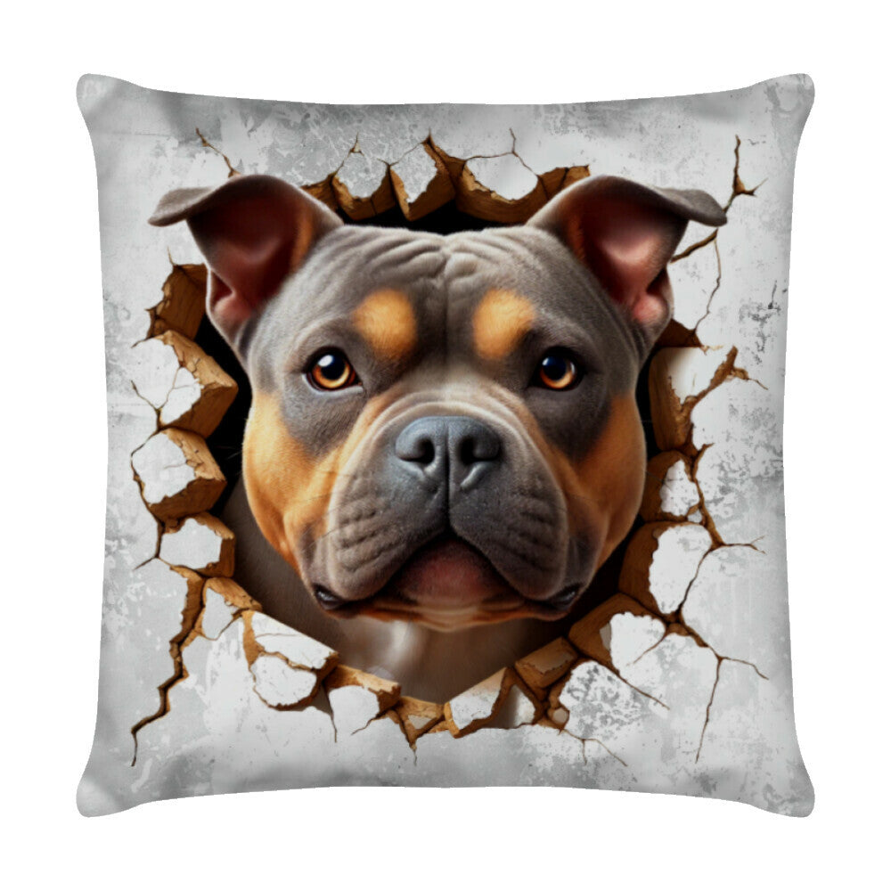 Kissen "Pocket Bully - Look" Weiß – hunde-shirt.de